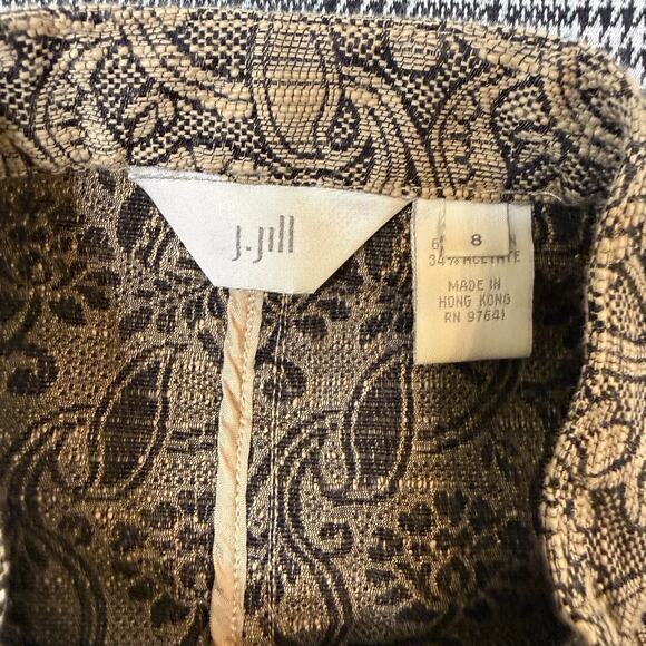 J. Jill Women’s Blazer Brown Tonal Floral Tapestry Button-Up Jacket Size 8 - Picture 3 of 9